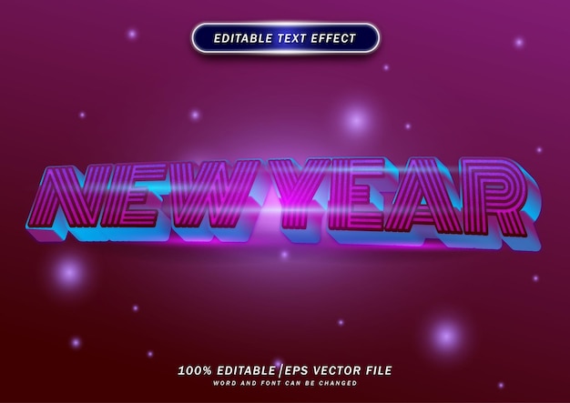 Happy new year text style effect editable font template