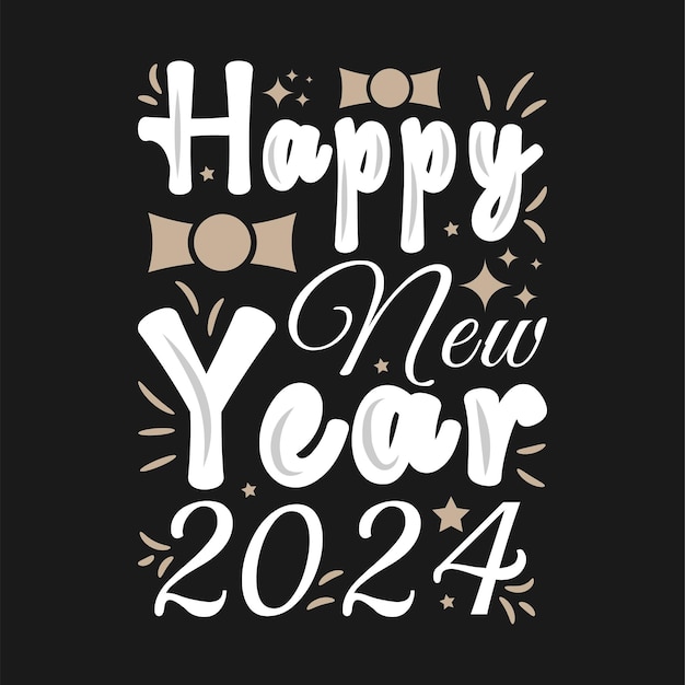 Vector happy new year typography lettering design on black background