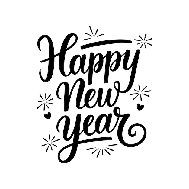 happy new year typography silhouette vector illustration