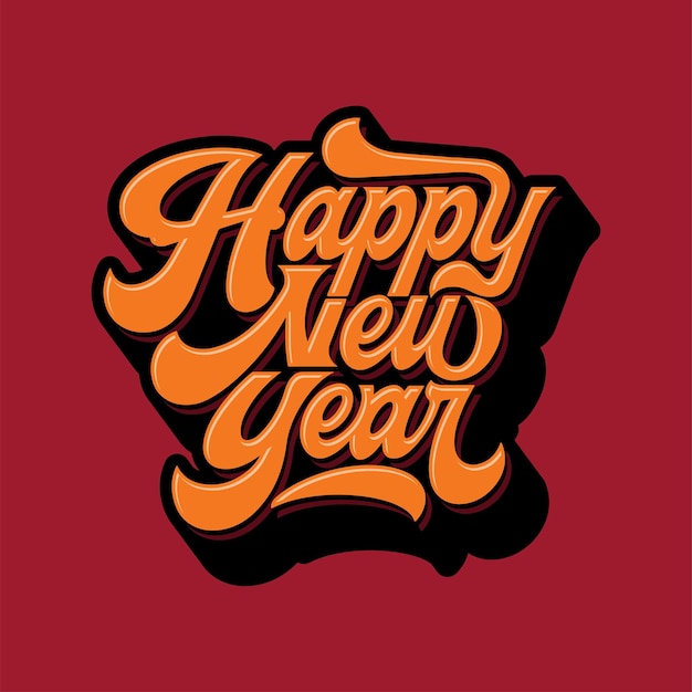 happy new year vector lettering calligraphy design usable for poster postcards wallpaper etc