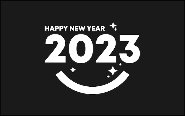 Vector happy new year vintage simple smile