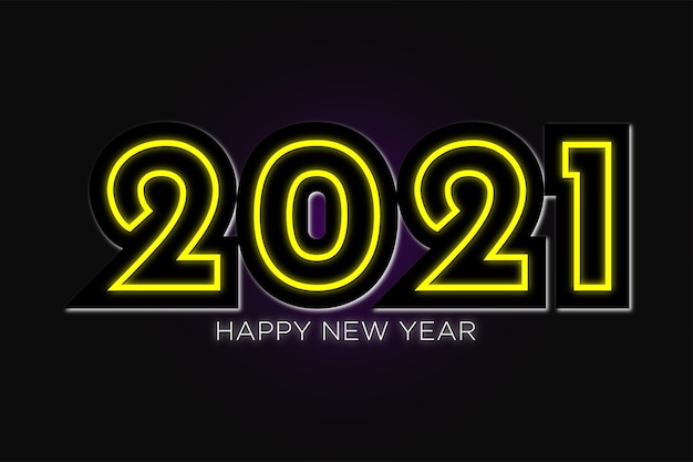 Happy new year  wallpaper in neon design premium vector