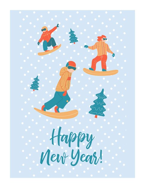 Happy New Year. Winter sports and entertainment.