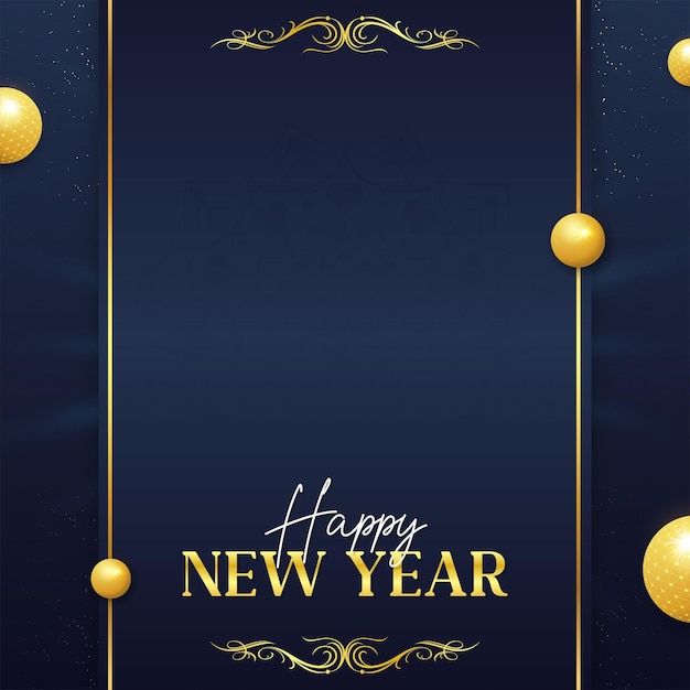 Vector happy new year wishing post with dark blue background