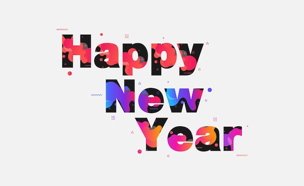 happy new year with abstract liquid shapes design modern graphic elements vector illustration