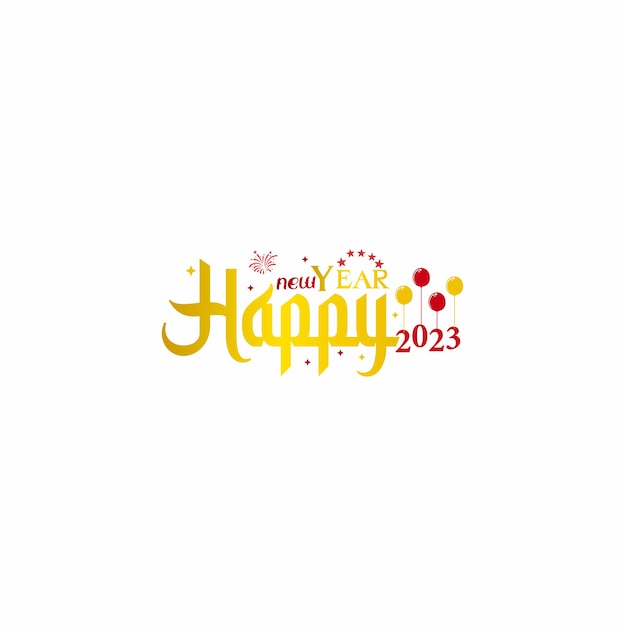 Happy new year with balloon design logo Free Download