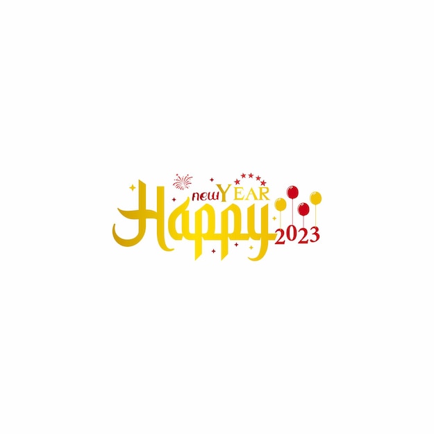 Happy new year with balloon design logo