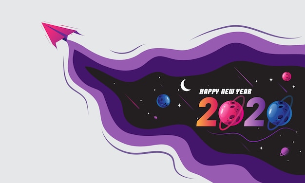 Happy new year with the theme of space