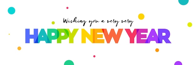 Vector happy new year written with colorful lines on white background vector illustration