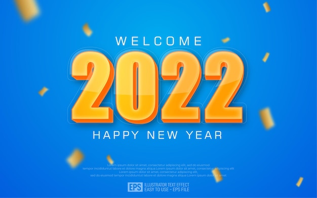 happy new year yellow 3d text editable style effect template