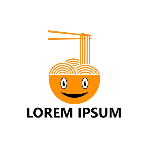 Вектор Счастливый дизайн логотипа лапши
