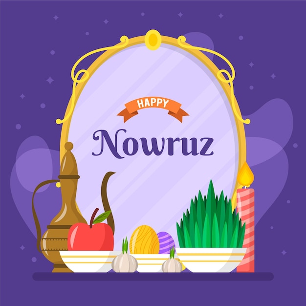 happy nowruz celebrating flat illustration