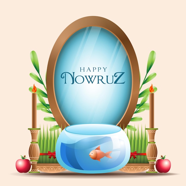 Vettore happy nowruz poster colorato sui social media