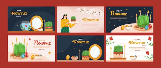 Happy Nowruz horizontal banners set