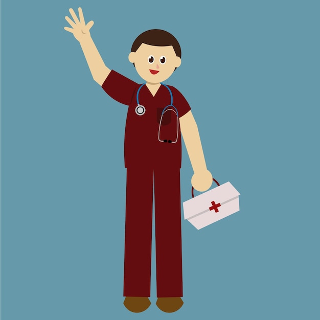 Vector happy nurse man