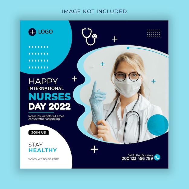 Vector happy nurses day social media post banner hold love icon concept flyer instagram post template illus