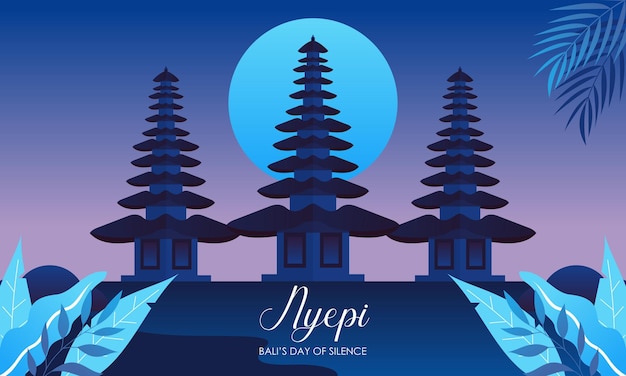 Happy nyepi day illustration indonesian culture