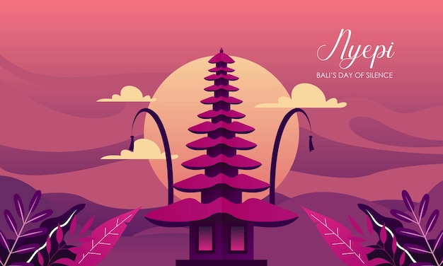 Happy nyepi day illustration indonesian culture