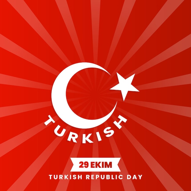 Happy October 29th Ekim Turkish Republic Day Vector Illustration