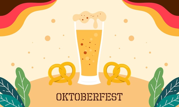 ハッピーオクトーバーフェストビール祭りフラットデザインの背景