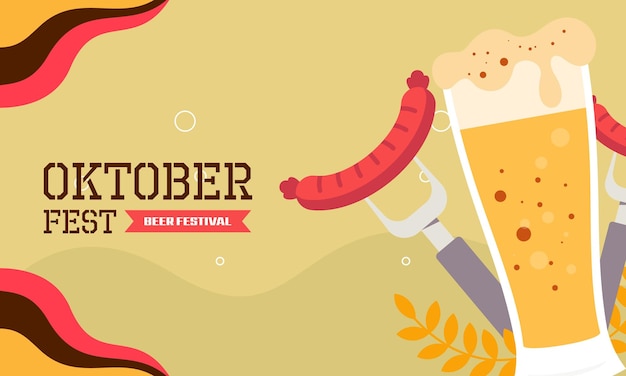 Счастливый фестиваль пива Октоберфест плоский дизайн фона