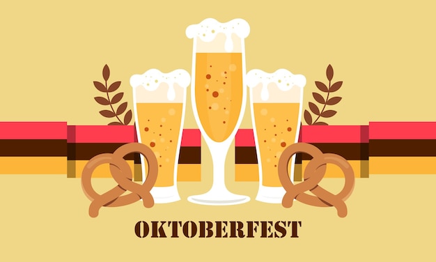 Happy Oktoberfest Beer Festival Flat Design Background