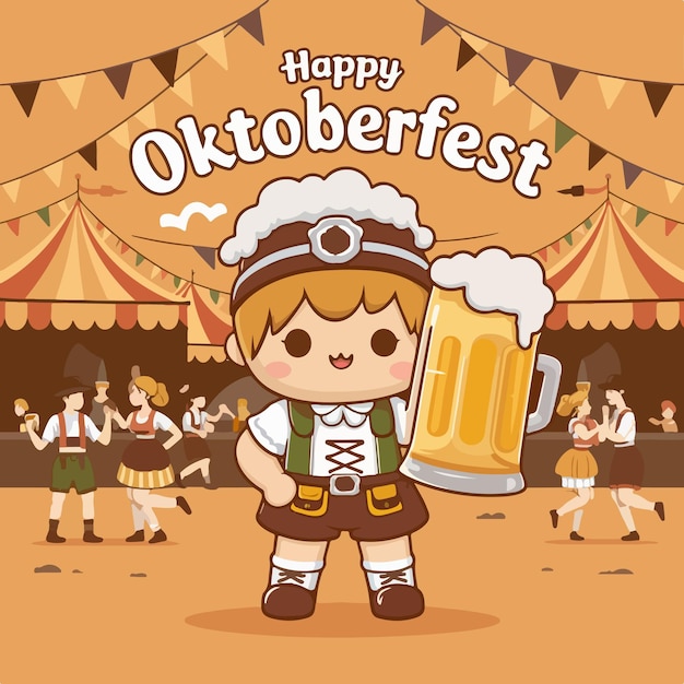 happy oktoberfest festival vector illustration design