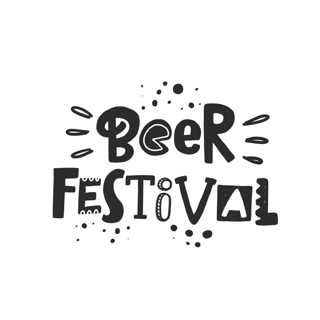 Happy oktoberfest stylized black ink lettering. traditional german beer festival vector typography