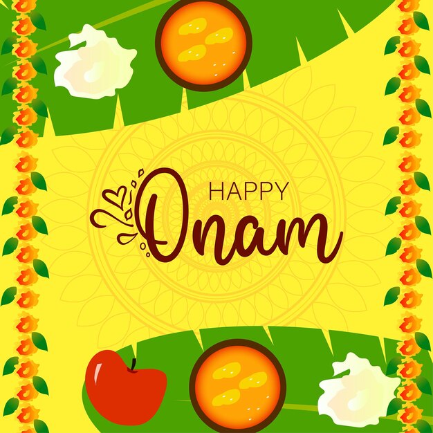 Happy Onam festival achtergrond Kerala festival vector achtergrond met kathakali gezicht