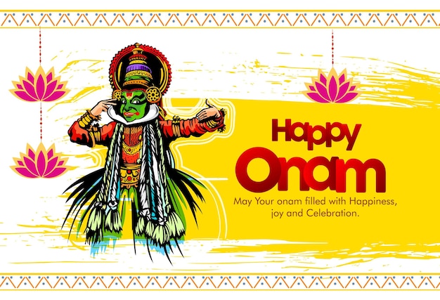 Fondo felice del festival di onam per la celebrazione tradizionale del kerala dell'india del sud. festivo di vallam-kali