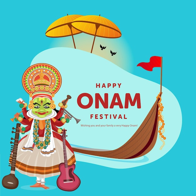 Happy onam festival banner design template