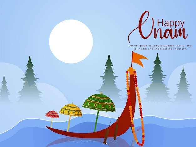 Happy onam festival greeting card