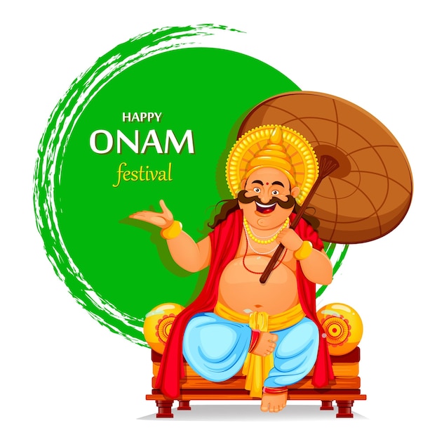 Vector happy onam festival in kerala onam celebration traditional indian holiday king mahabali