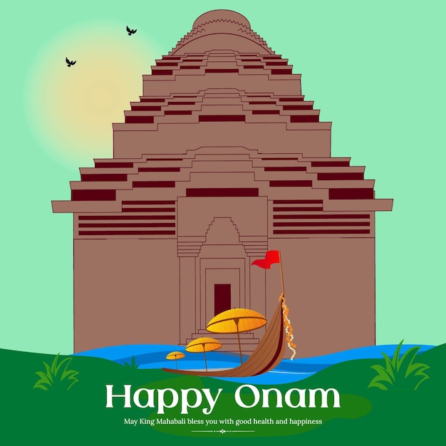 Happy onam indian festival banner design template