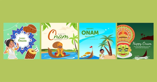 Шаблон баннера индийского фестиваля Happy Onam