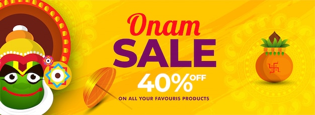 Happy onam sale banner or poster design