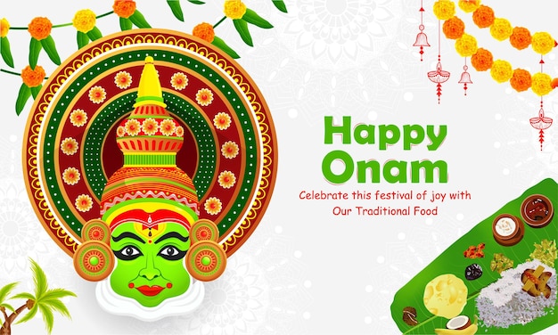 Happy onam south indian festival celebration.