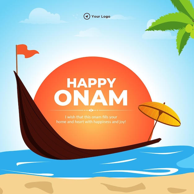 Happy onam south indian kerala festival banner design template