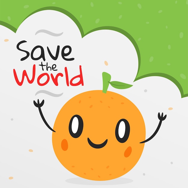 Happy orange illustrative post save the world