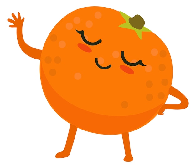 Happy oranje mascotte Cute kawaii face fruit