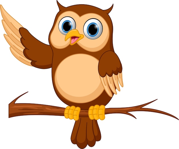 Happy owl cartoon presenteren