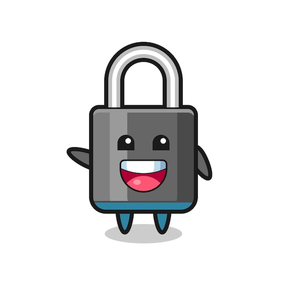 Happy padlock cute mascot character cute design