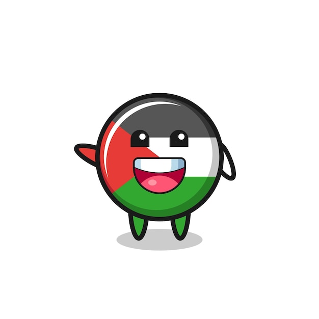 Happy palestine flag cute mascot character cute design