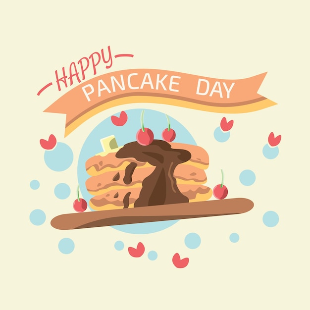 Vettore felice giorno di pancake in design piatto