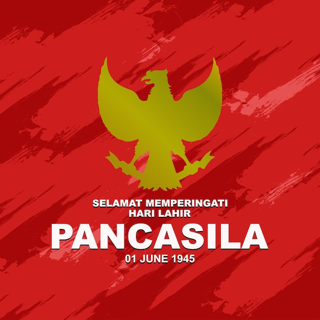 Happy Pancasila day June 1 Indonesian national holiday greeting design with garuda decoration