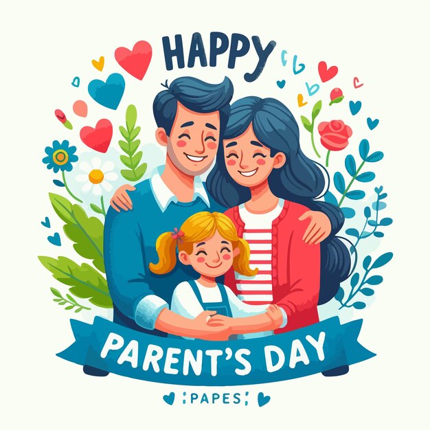 Vector happy parents day celebration flat vector social media post concept