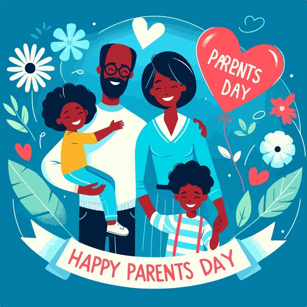 Vector happy parents day celebration flat vector with family concept