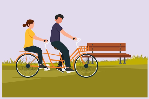 Happy Parents with his child riding bike together Leisure activities concept Vector illustration