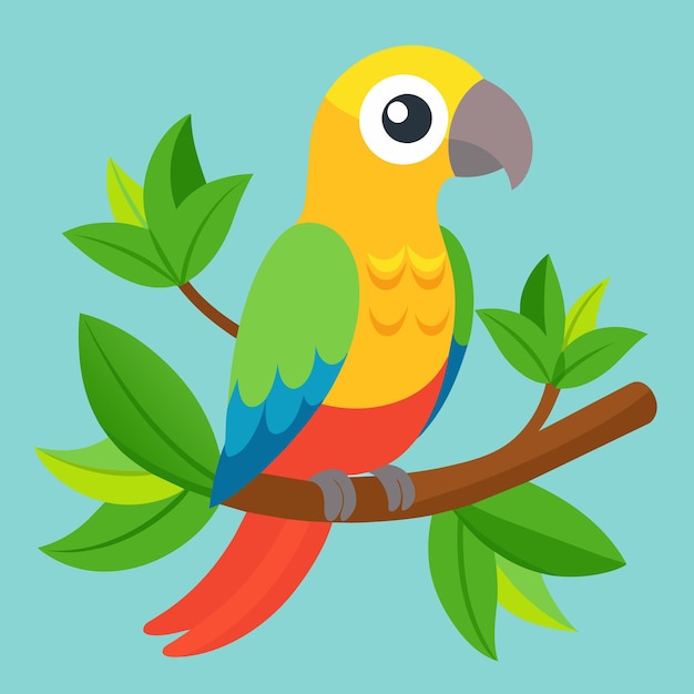 Happy parrot on a branch vector illustration