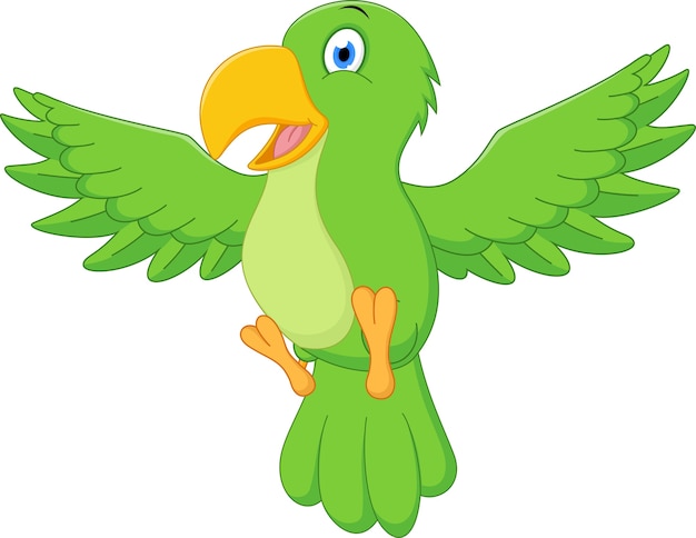 Vettore volo felice del fumetto del pappagallo fumetto sveglio della lumaca